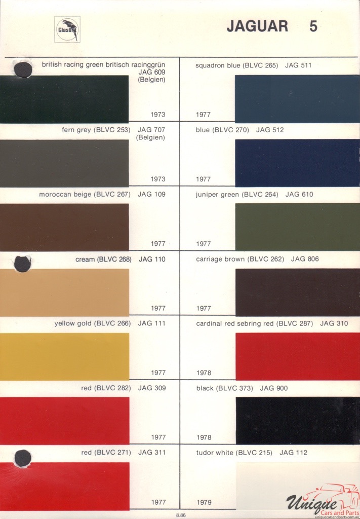 1976 Jaguar Paint Charts Glasurit 10